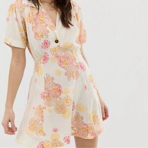Free People Floral Cream Dress